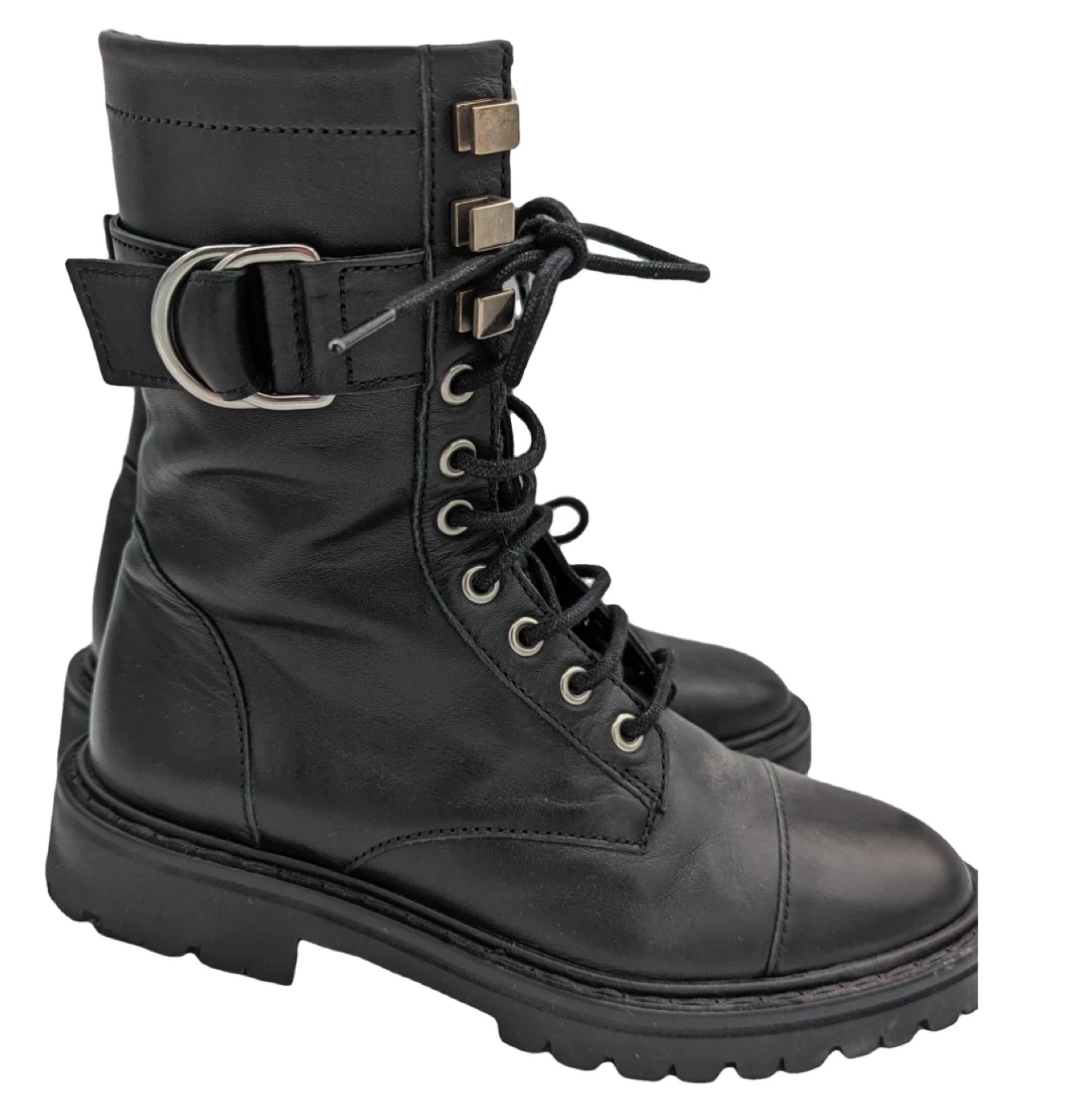 IRO Jaudie black leather combat boots size EU 38 - photo 2