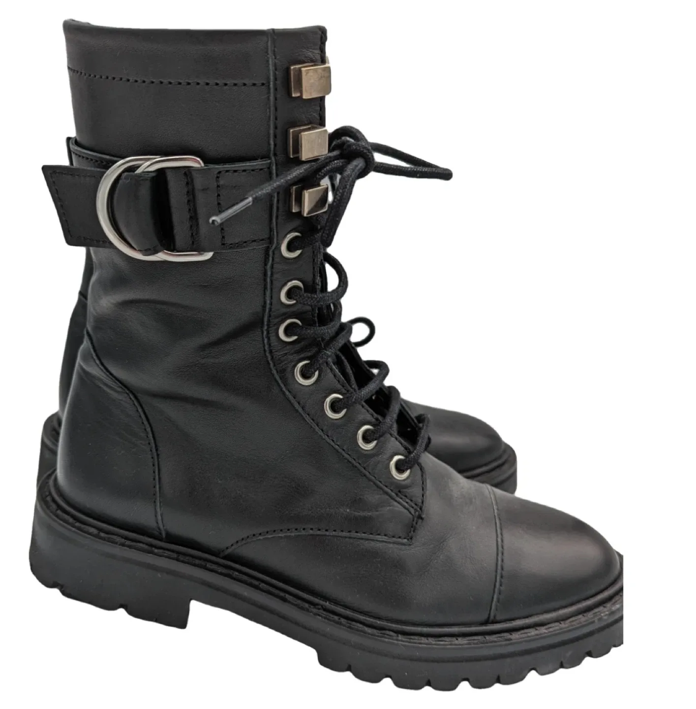 IRO Jaudie black leather combat boots size EU 38 image indicator(2)