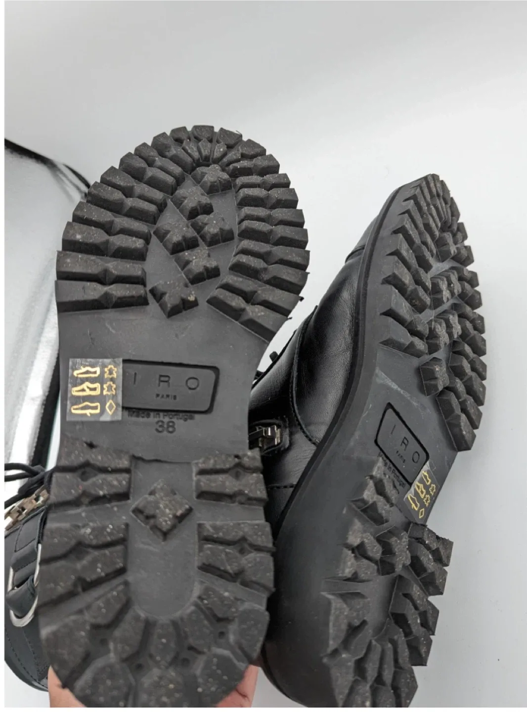 IRO Jaudie black leather combat boots size EU 38 image indicator(7)