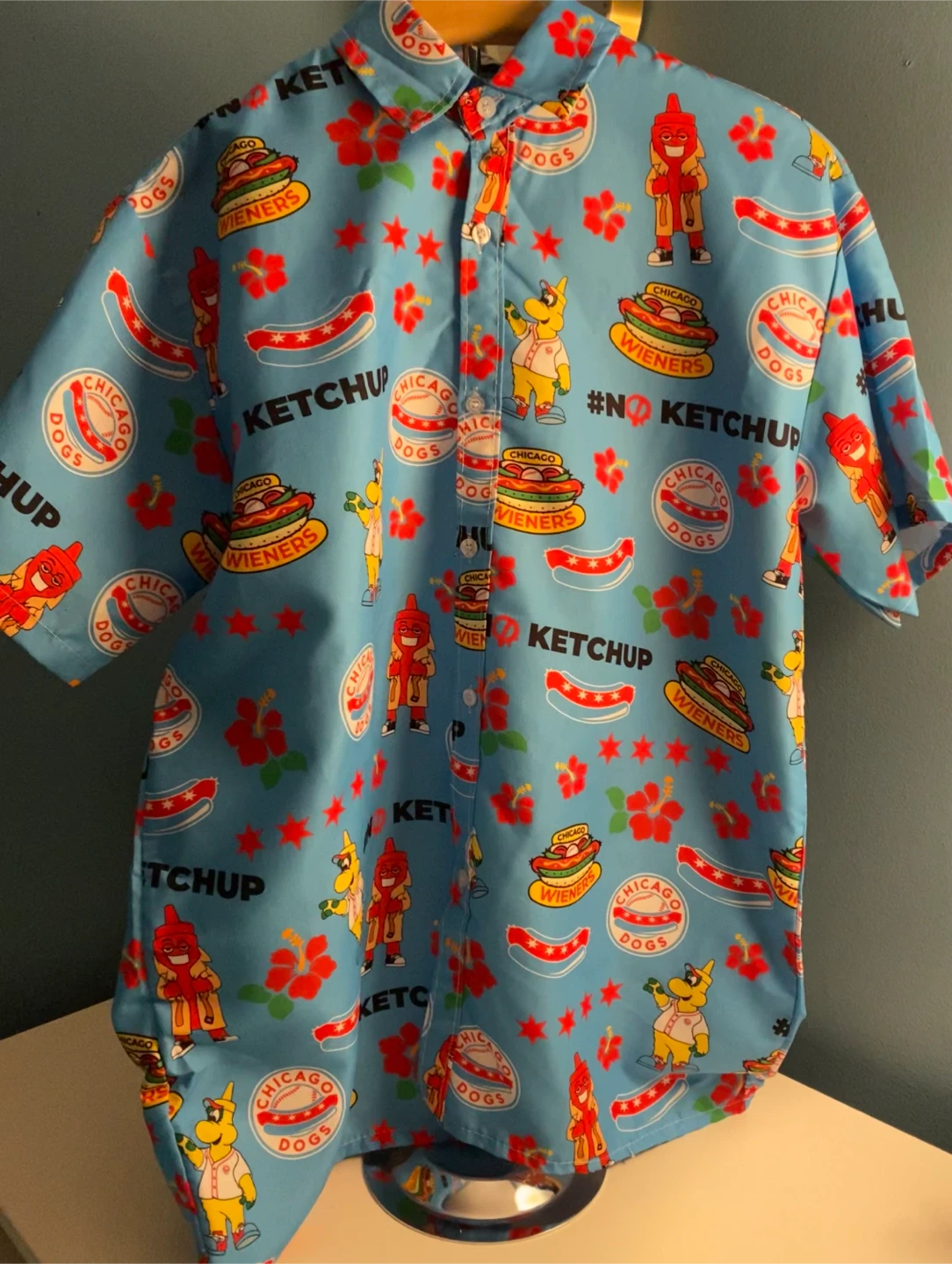 Chicago Dogs “NO KETCHUP” Button-Up Shirt – Size L