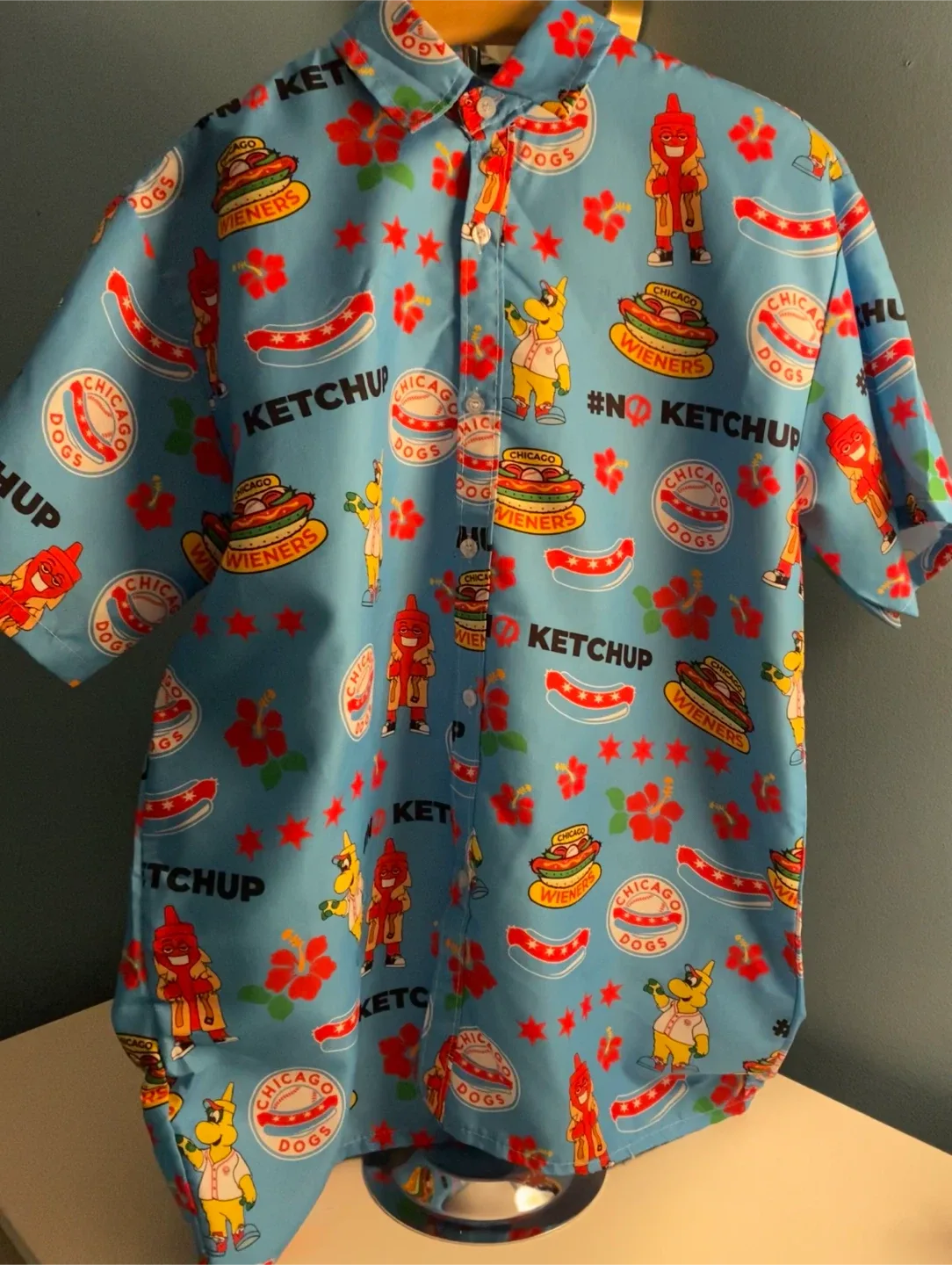 Chicago Dogs “NO KETCHUP” Button-Up Shirt – Size L