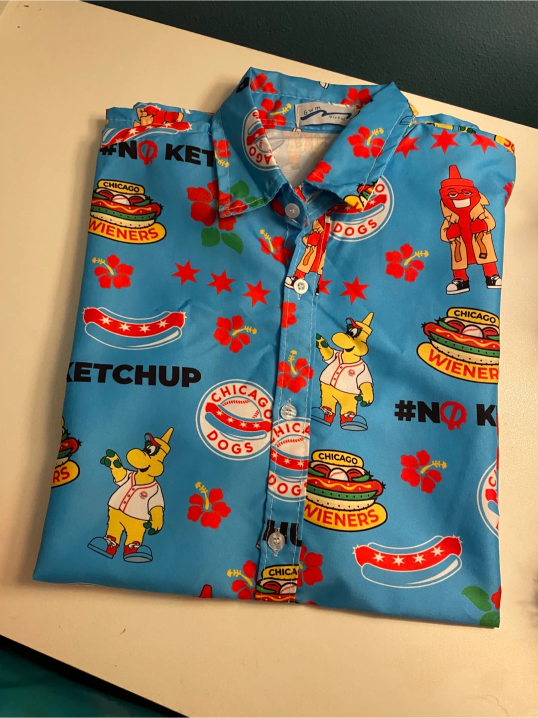 Chicago Dogs “NO KETCHUP” Button-Up Shirt – Size L - photo 3