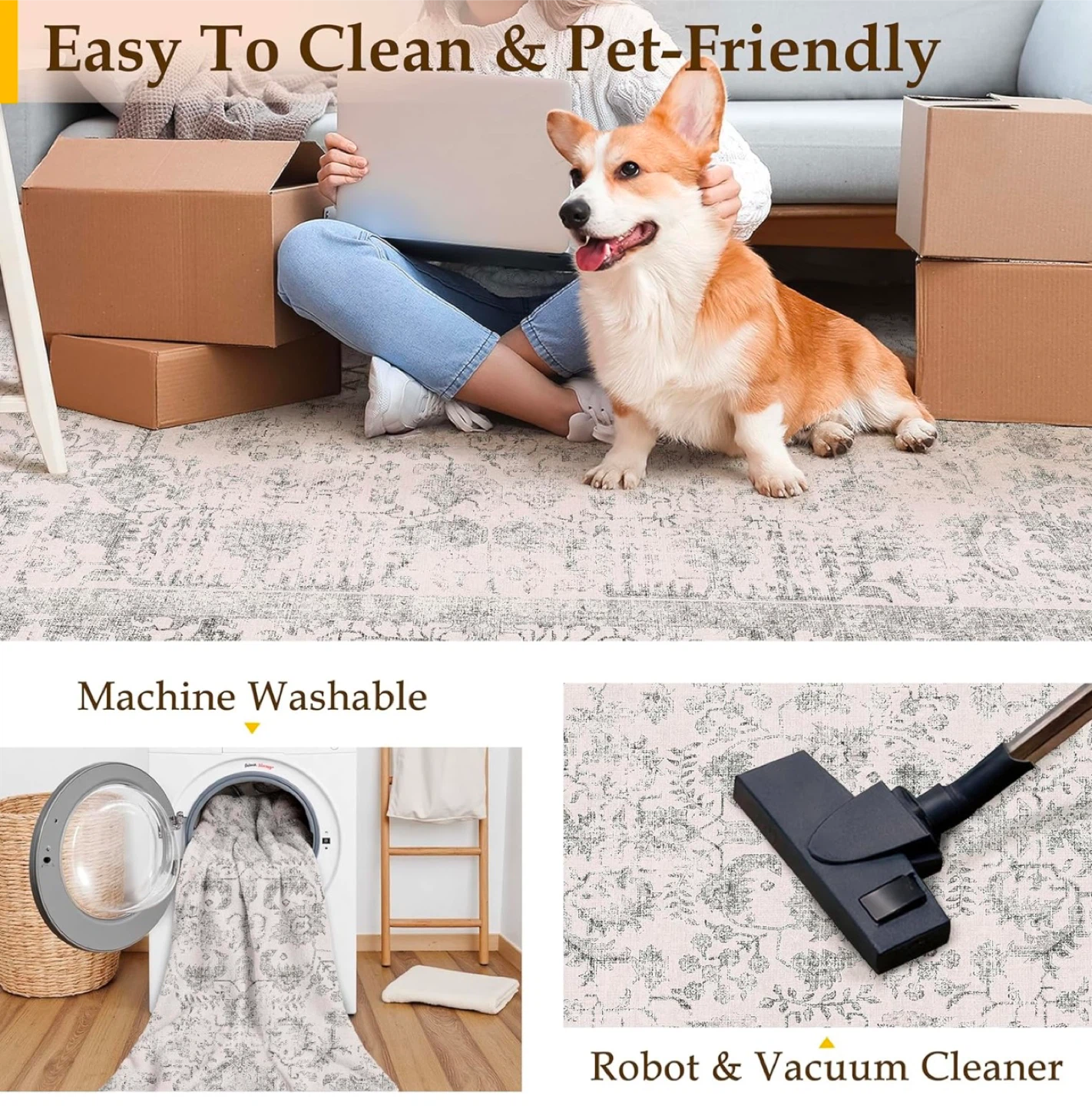 Area Rug - Easy Clean & Pet-Friendly 8 x10 rectangular - photo 4