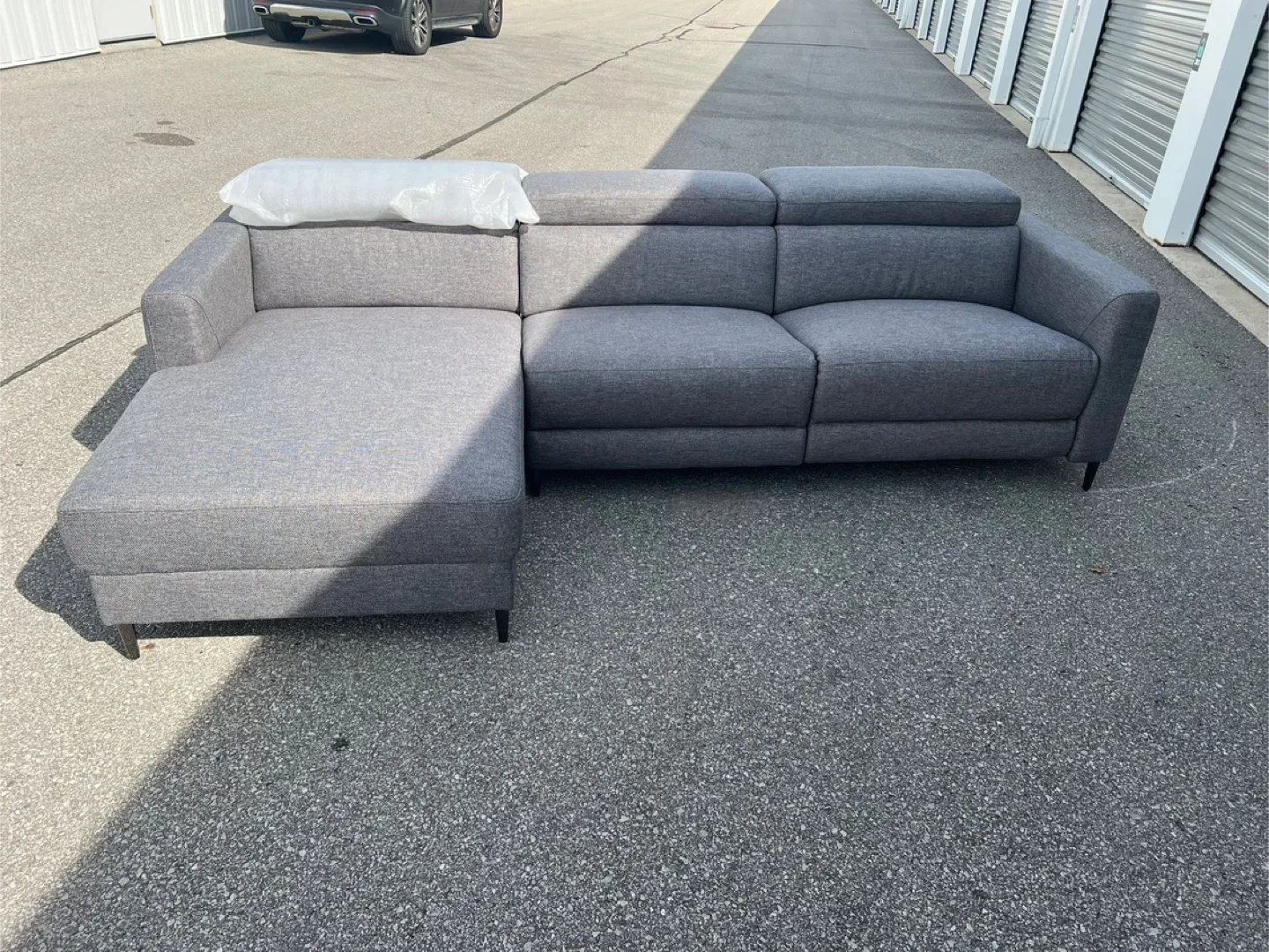 Grey Sectional Sofa with power recliner from hudson bay