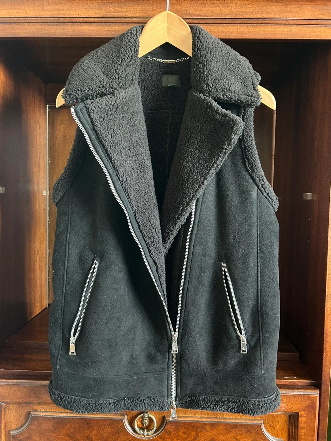 Black Suede Sherpa Vest by Ralph Lauren