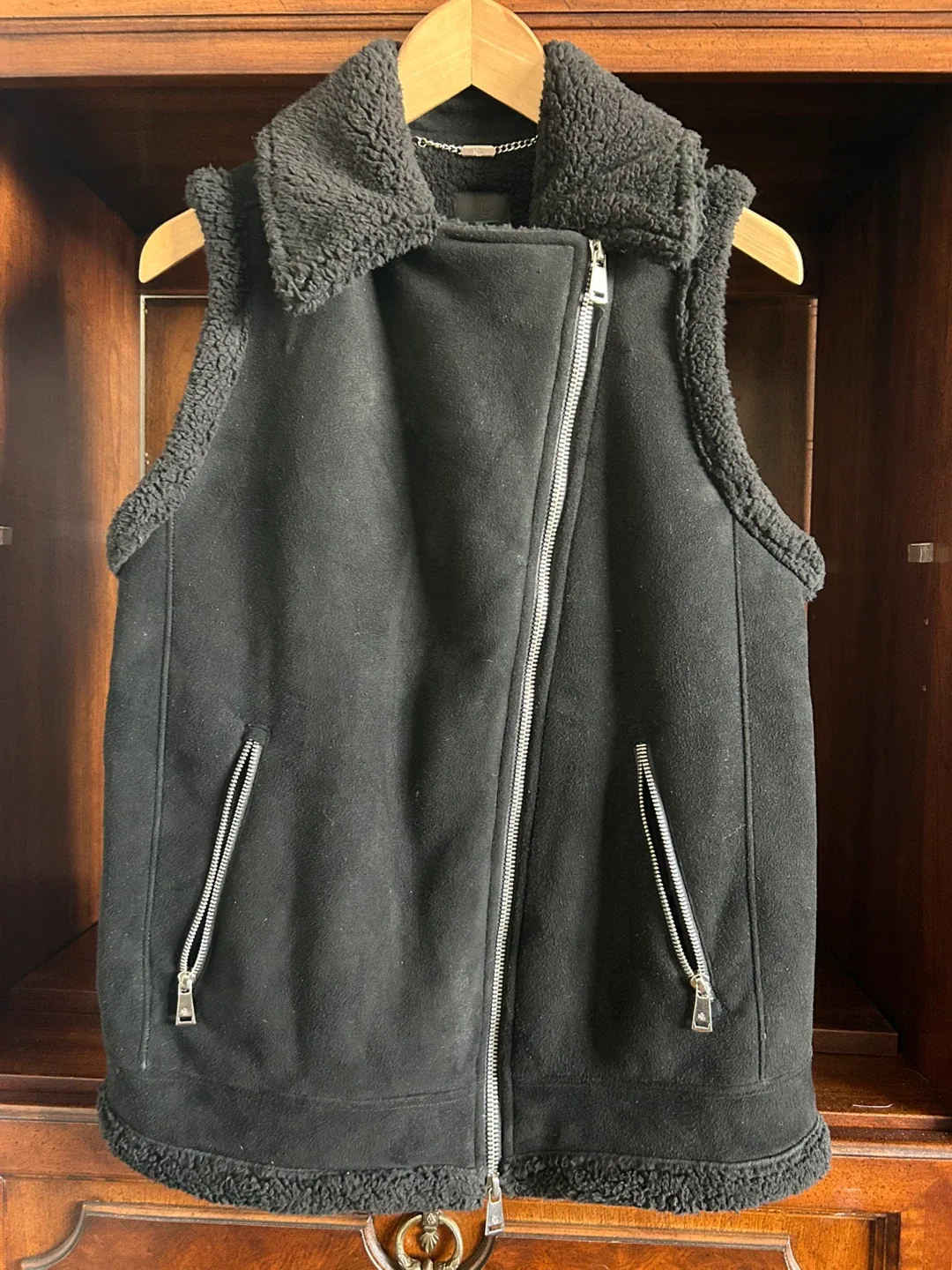Black Suede Sherpa Vest by Ralph Lauren image indicator(3)