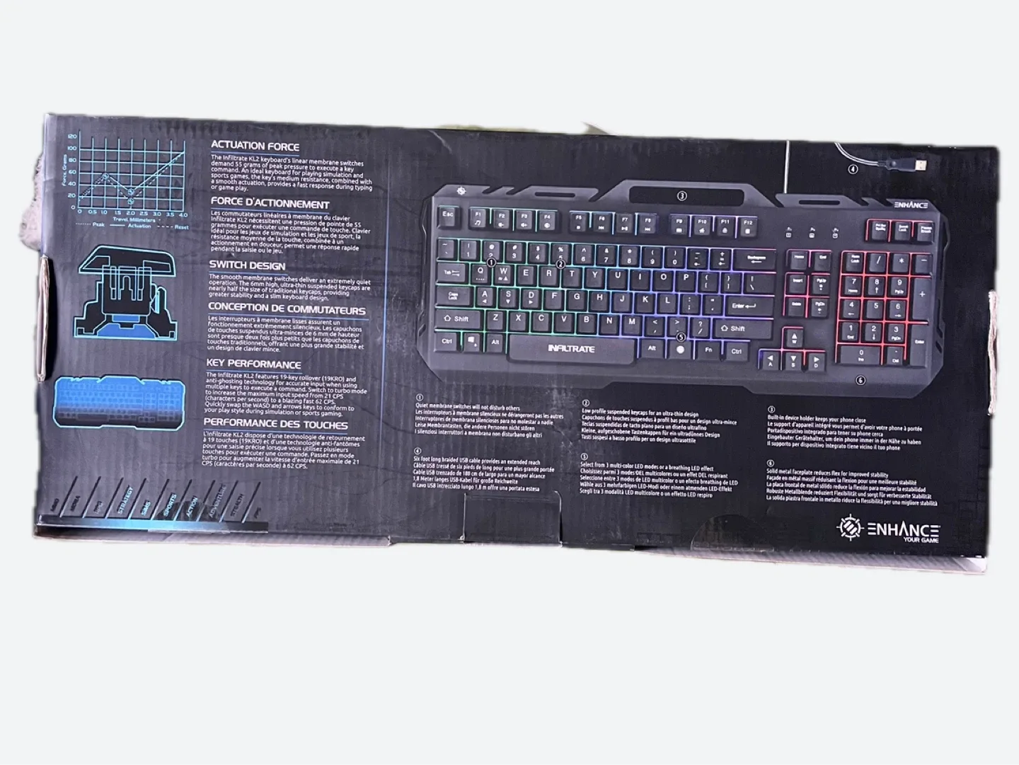 ENHANCE Infiltrate KL2 Gaming Keyboard - Like New! image indicator(2)