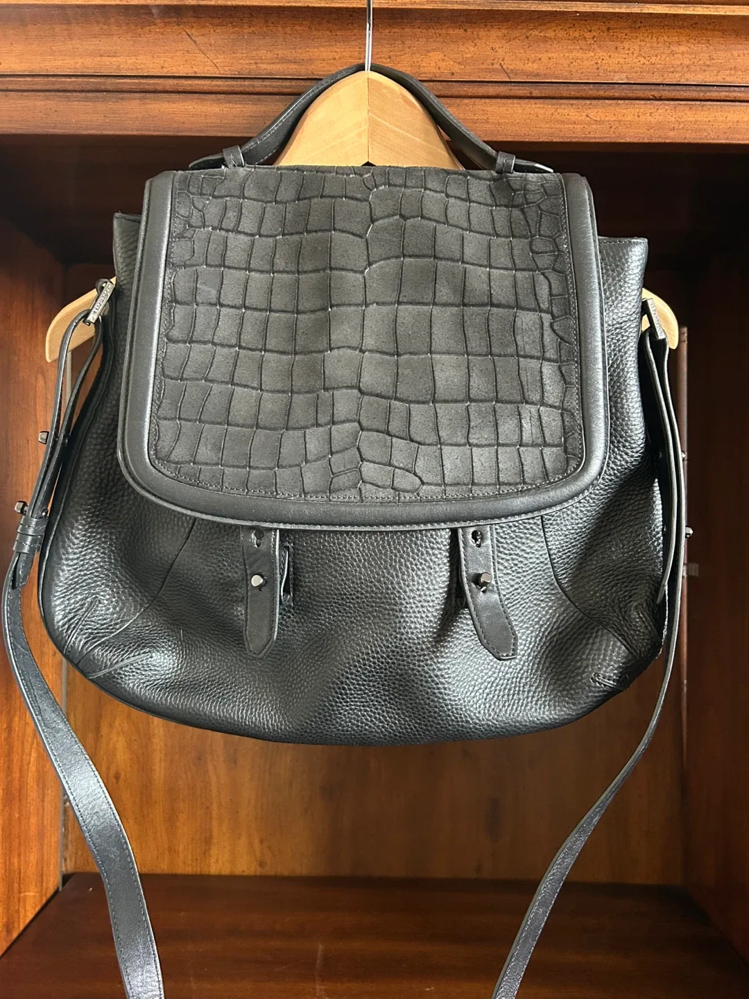 Mackage Black Leather Satchel Bag