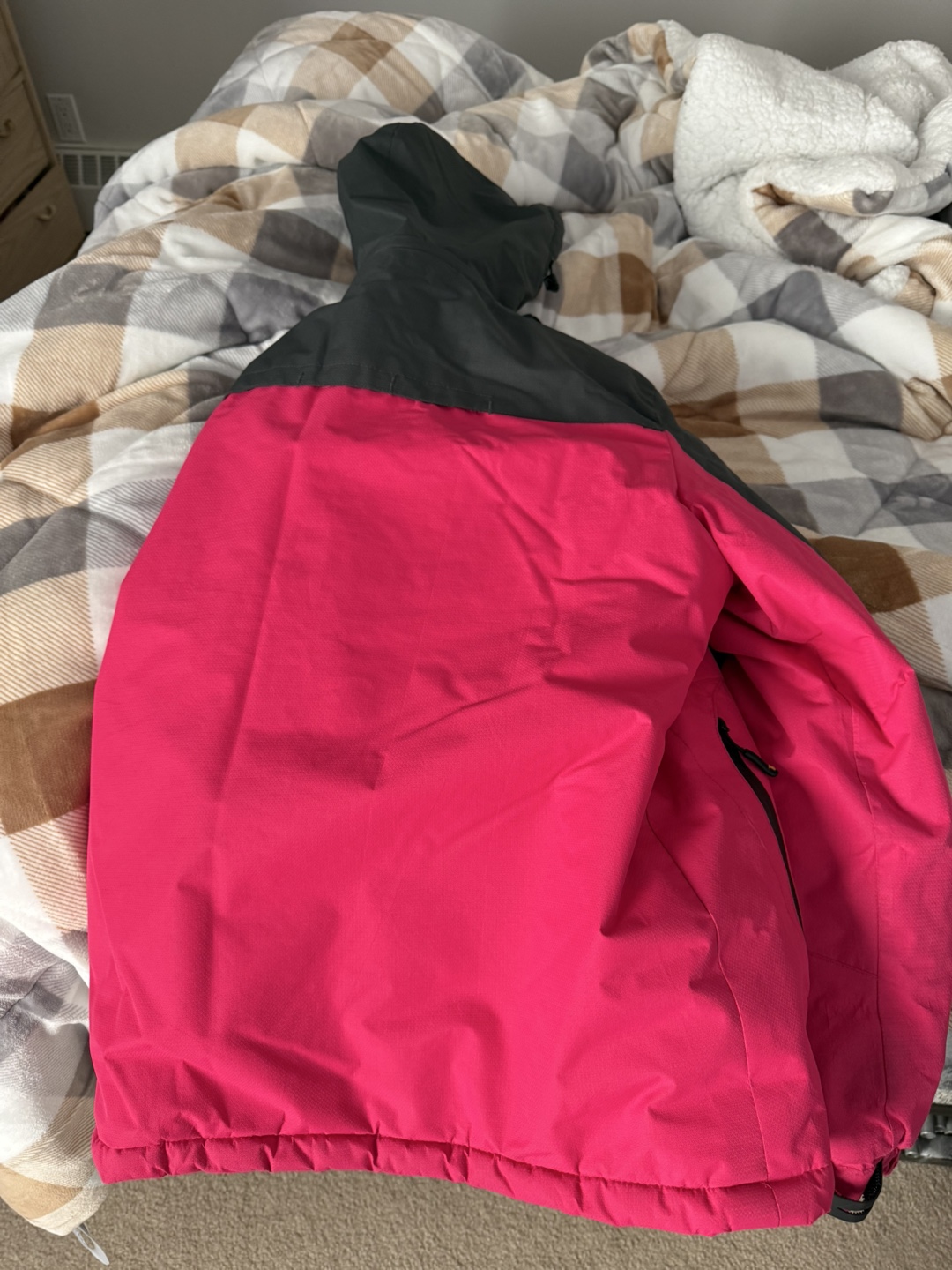 Pink & Grey Winter Jacket + Black Snow Pants