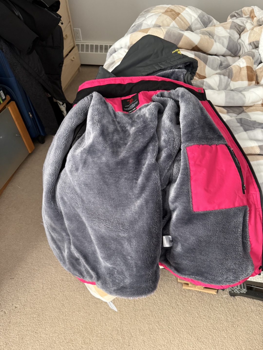 Pink & Grey Winter Jacket + Black Snow Pants - photo 2