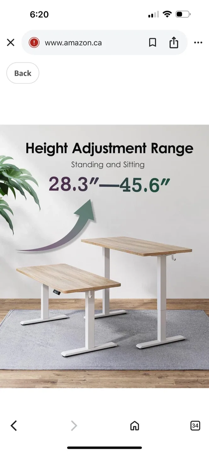 Adjustable Standing Desk - 40" x 24"