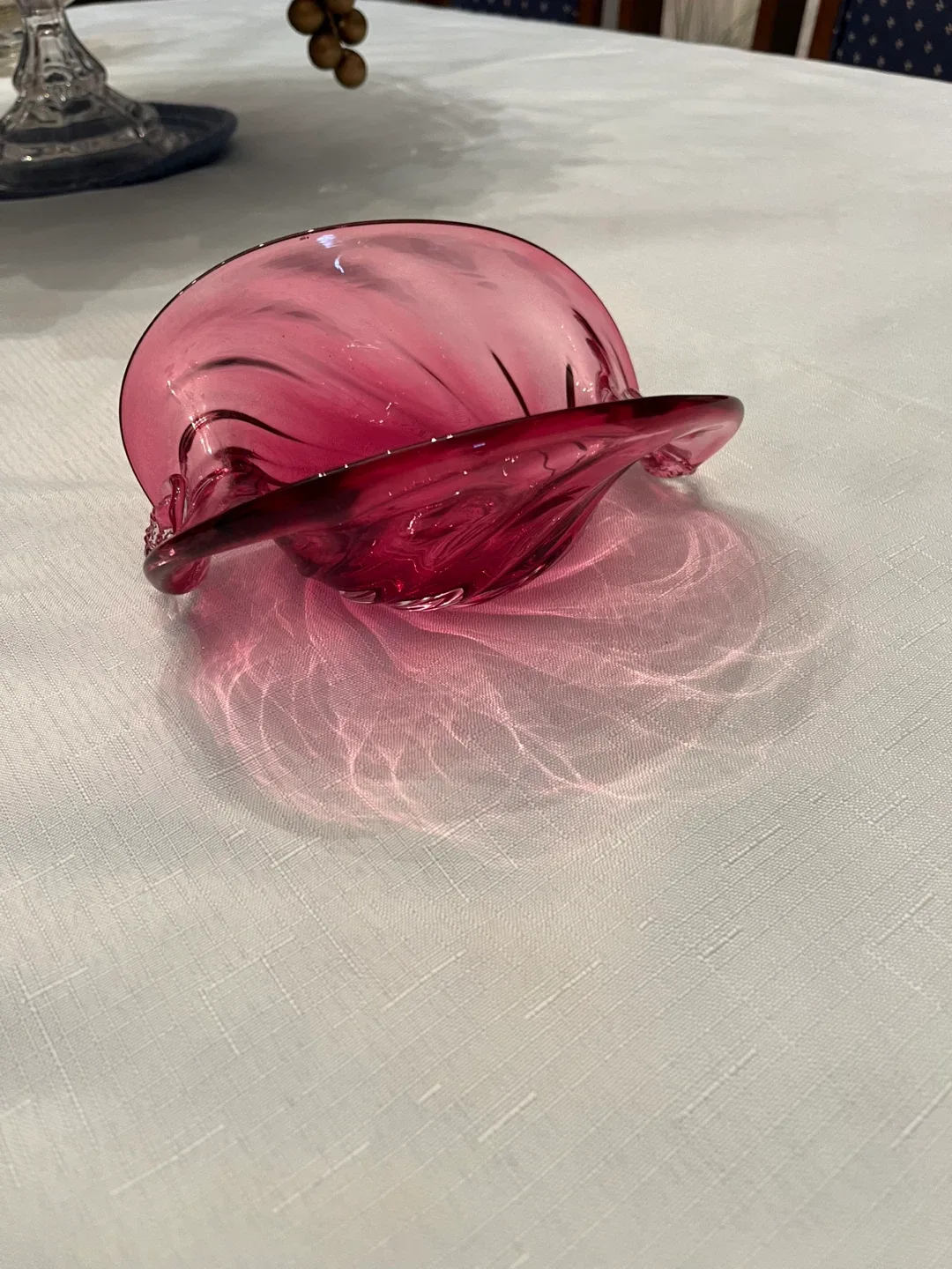 Cranberry Decorative Glass Bowl and Fruit image indicator(3)