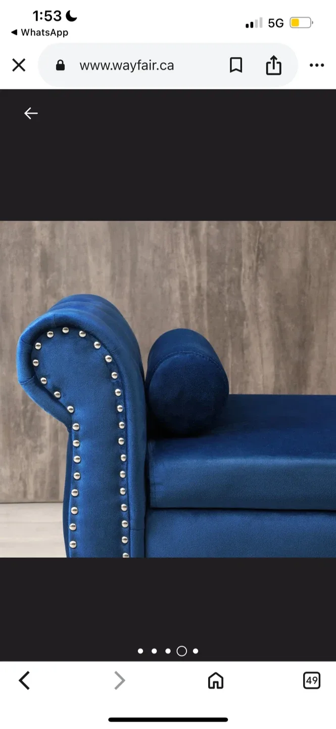 New Blue Velvet Storage Bench image indicator(5)