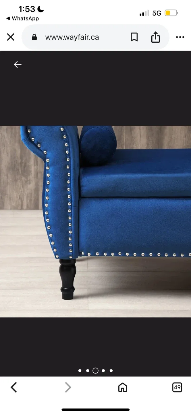 New Blue Velvet Storage Bench image indicator(3)