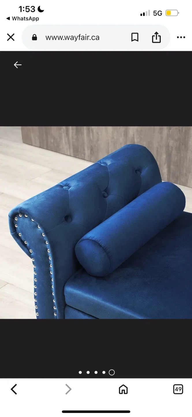 New Blue Velvet Storage Bench image indicator(6)