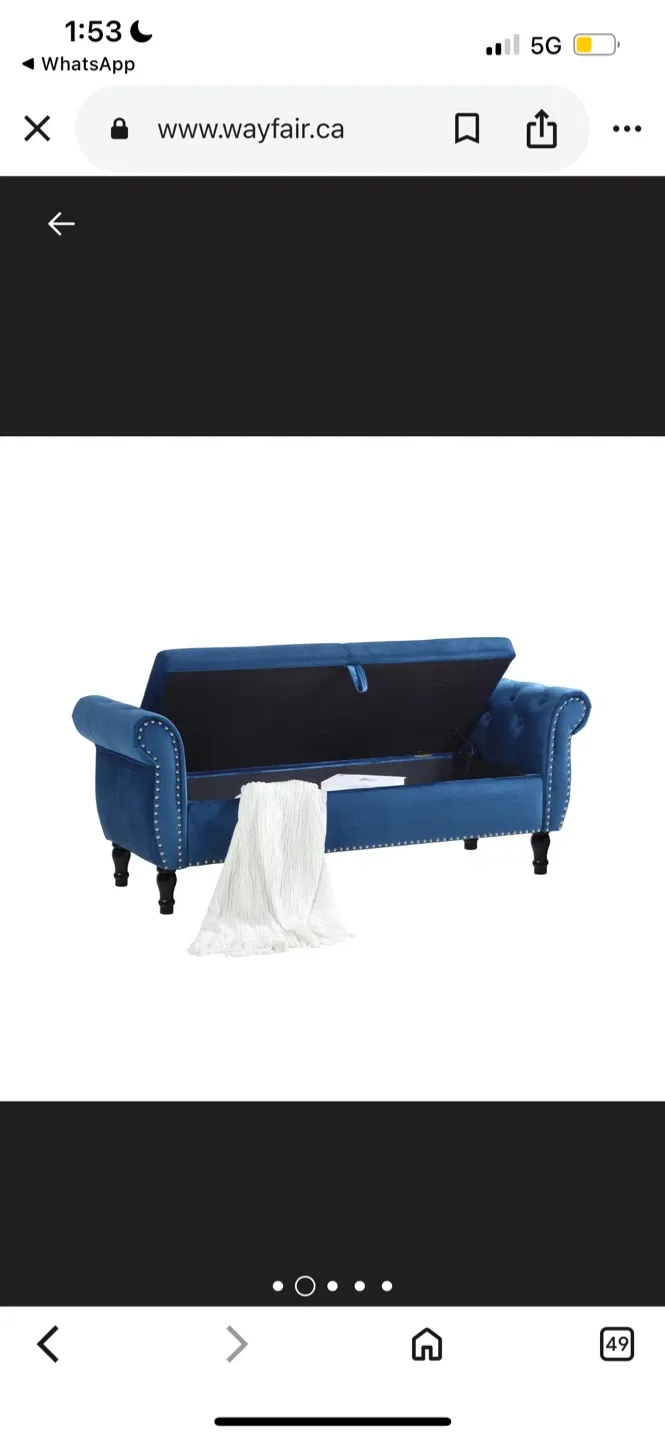 New Blue Velvet Storage Bench image indicator(2)