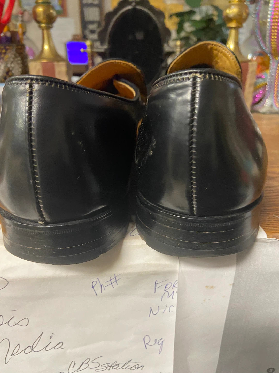 Royal Tweed Black Leather Slip-On Dress Shoes - photo 2