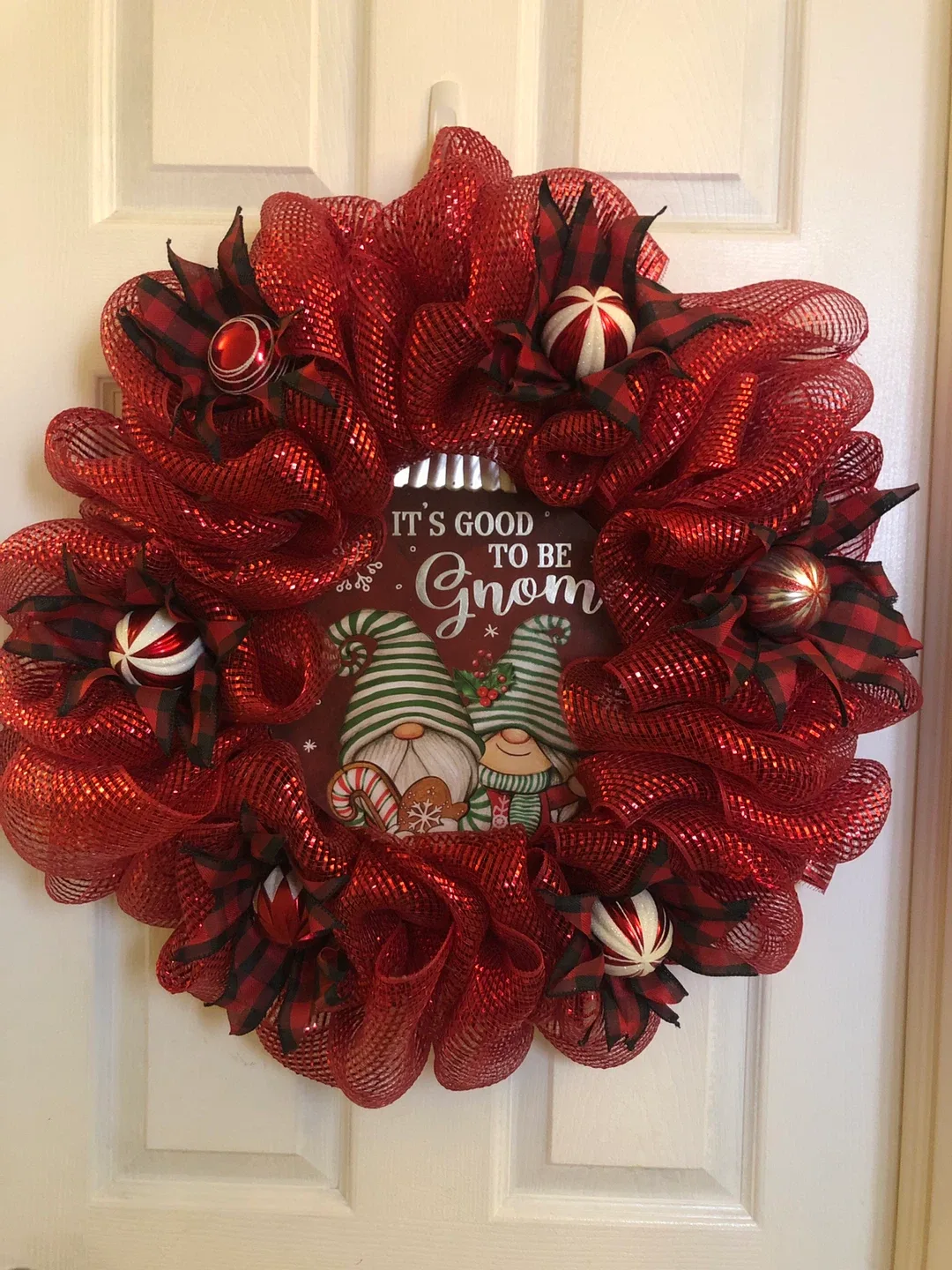 Red Gnome Christmas Wreath