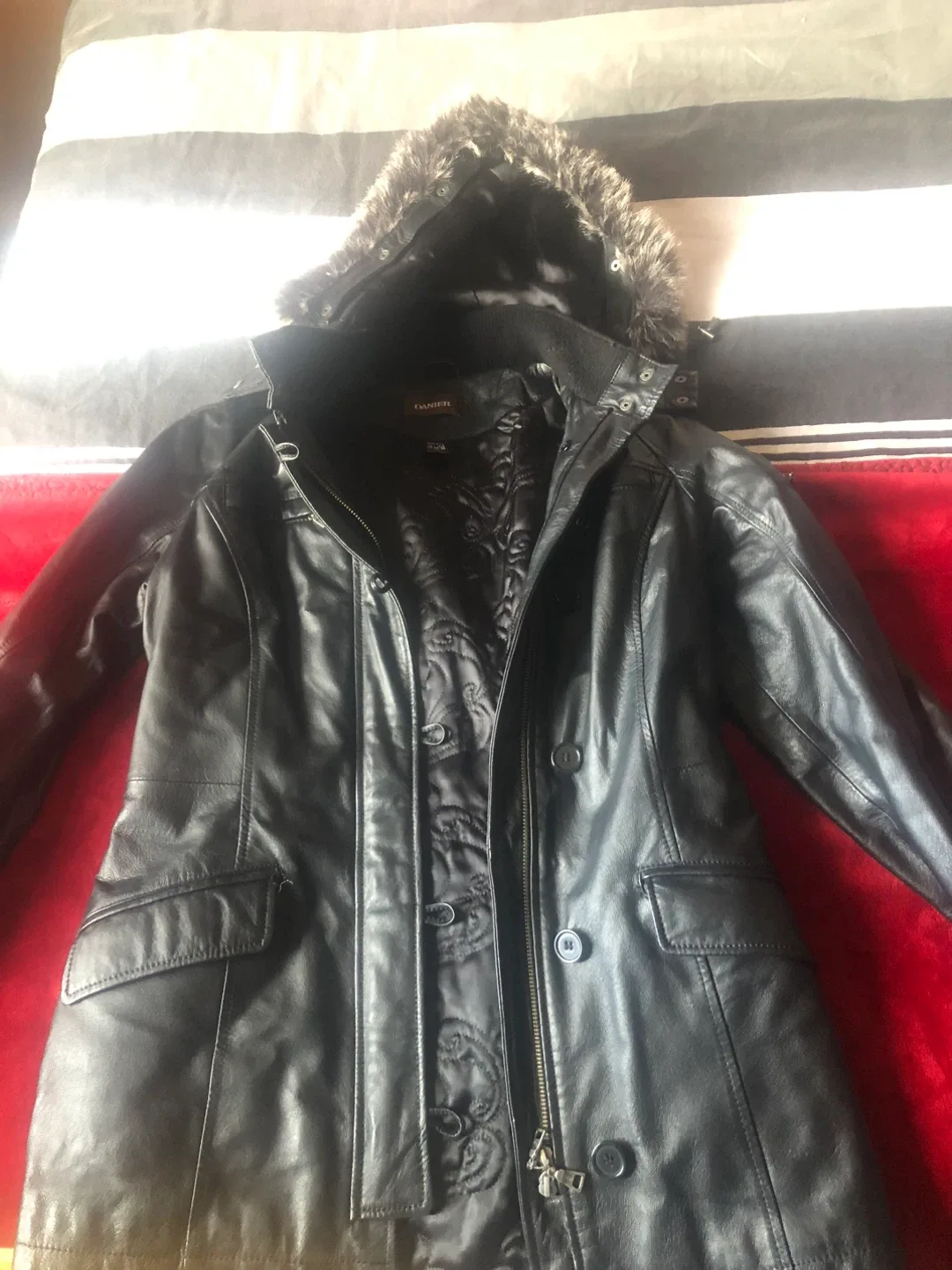 Danier Black Leather Jacket - Size 2XS