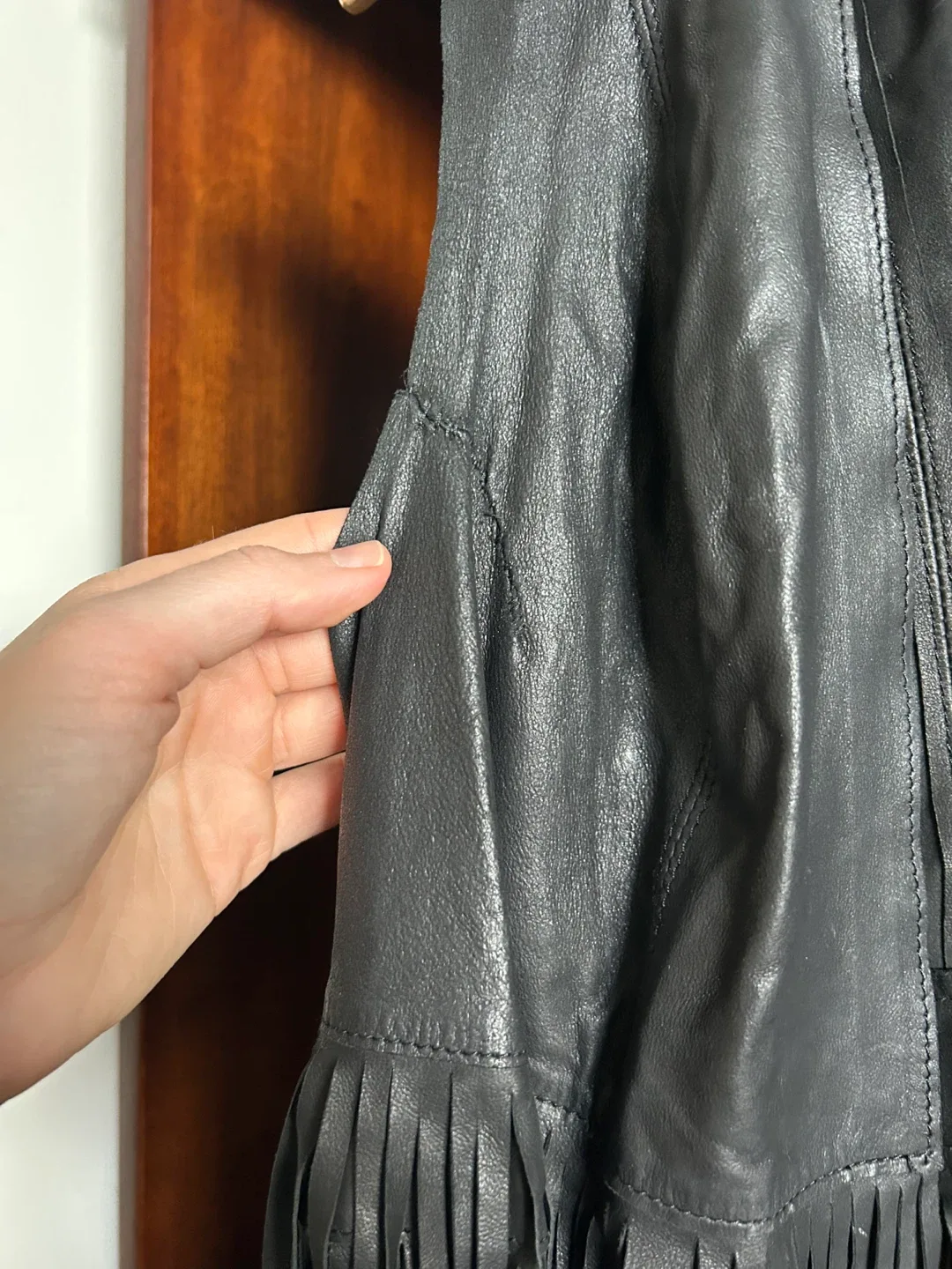 Lamarque Sonia Leather Fringe Vest - Size M image indicator(3)