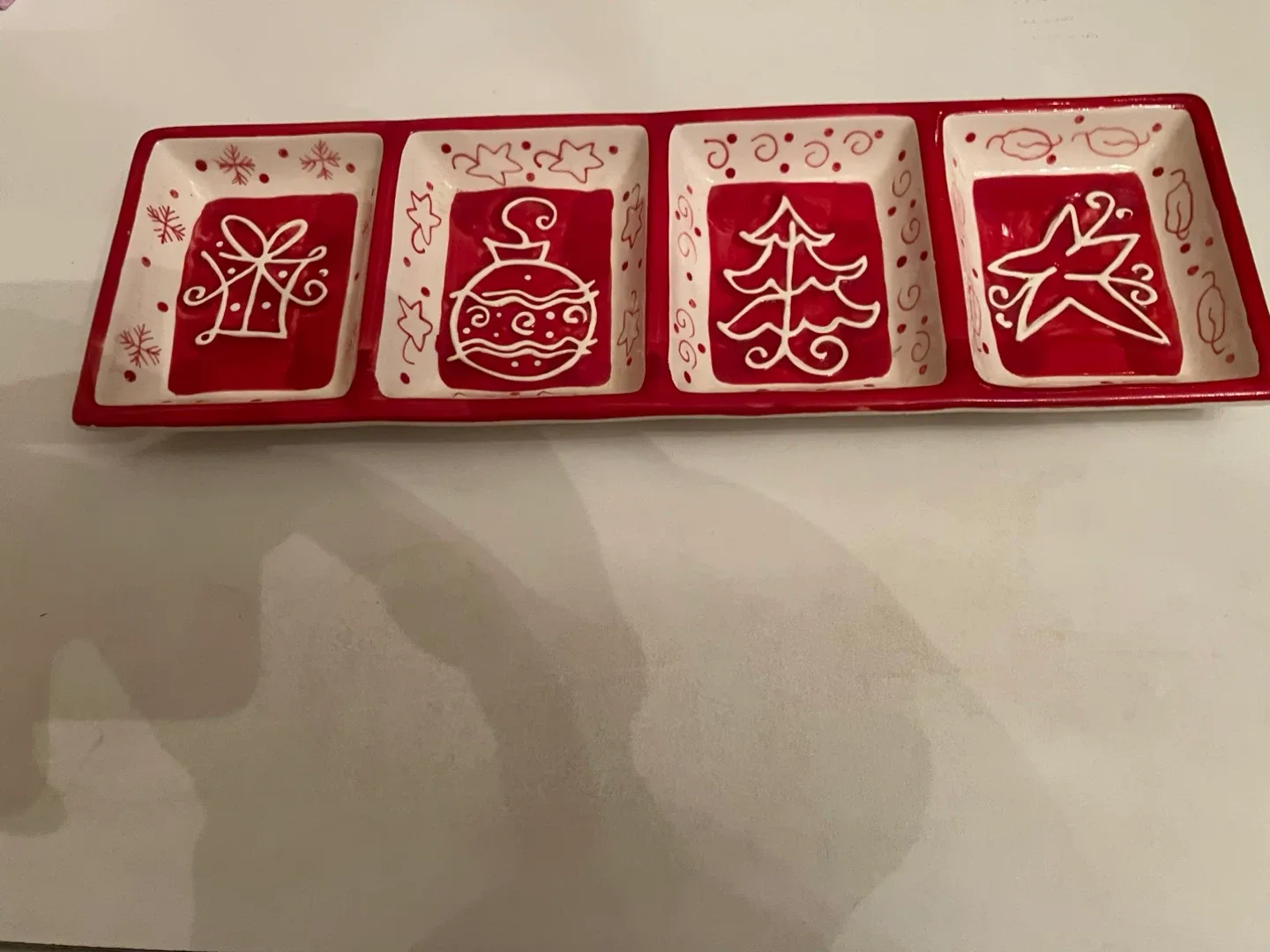 Red & White Christmas Serving Dish