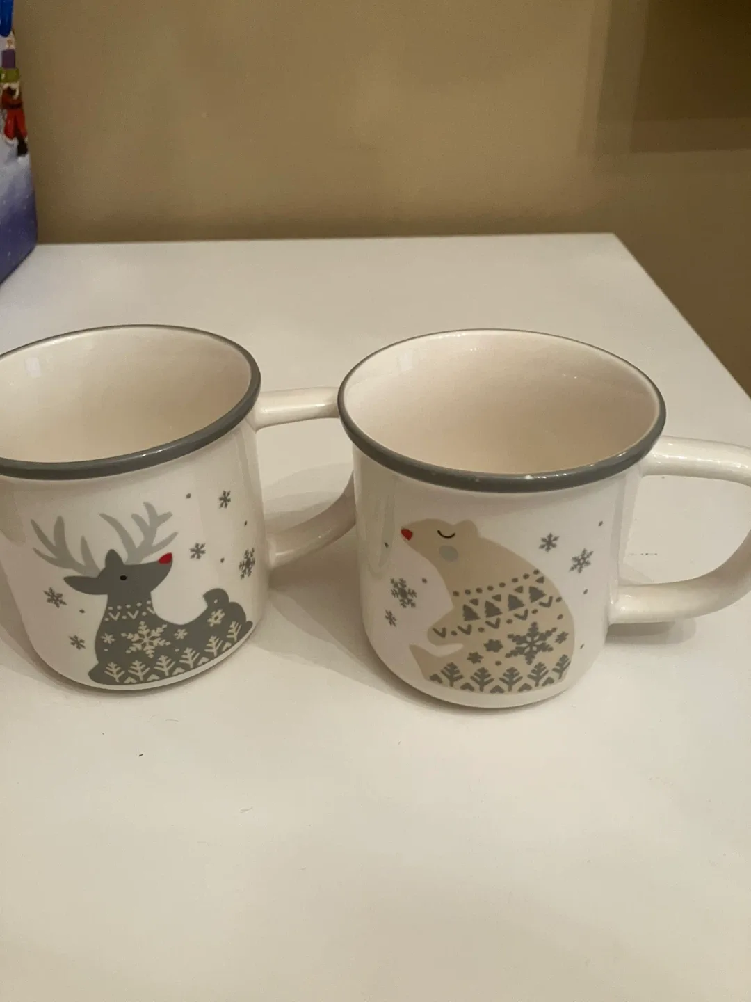 Set of 2 Holiday Mugs - Reindeer & Polar Bear