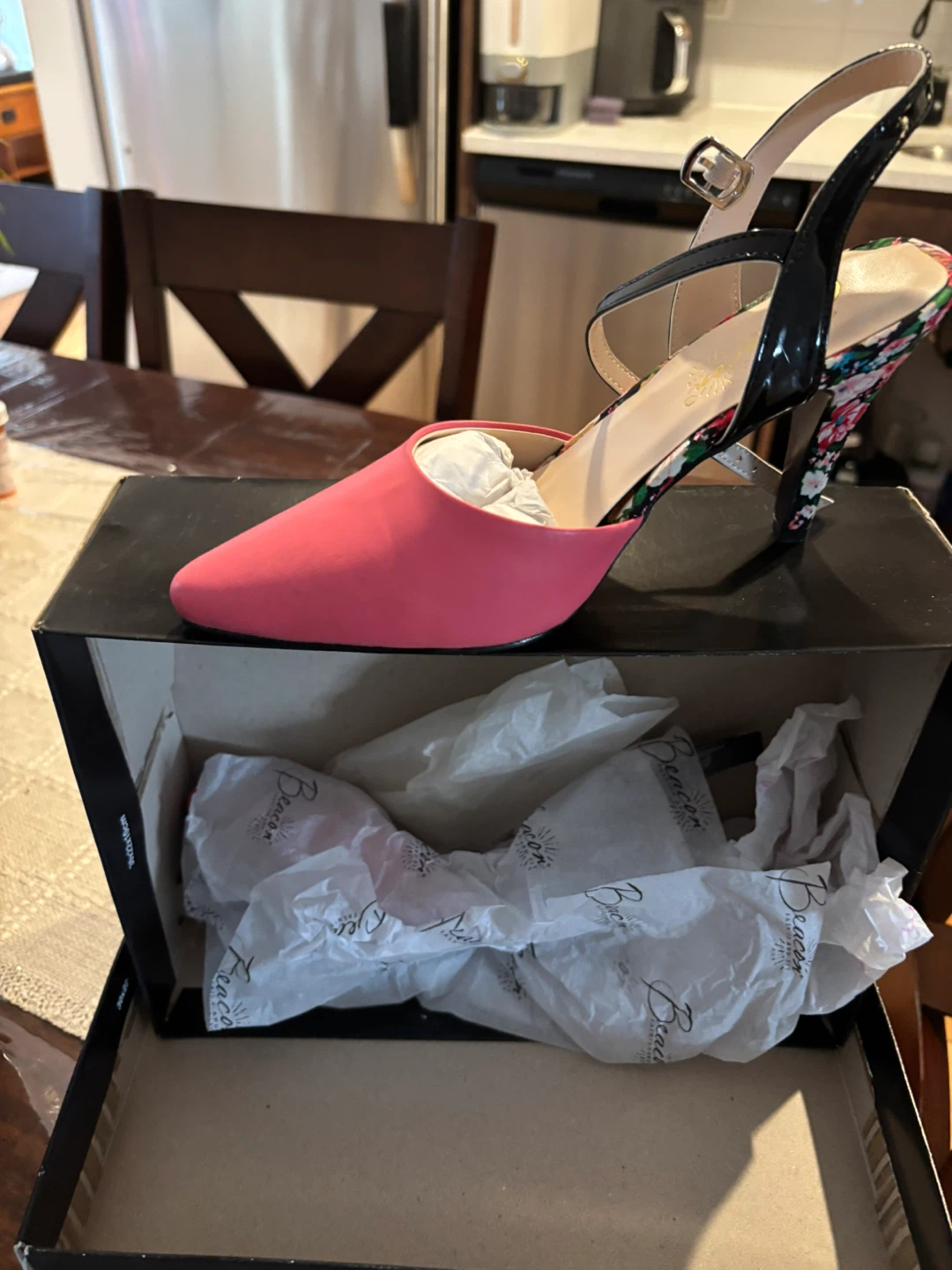 Beacon Pink Heels with Floral Design