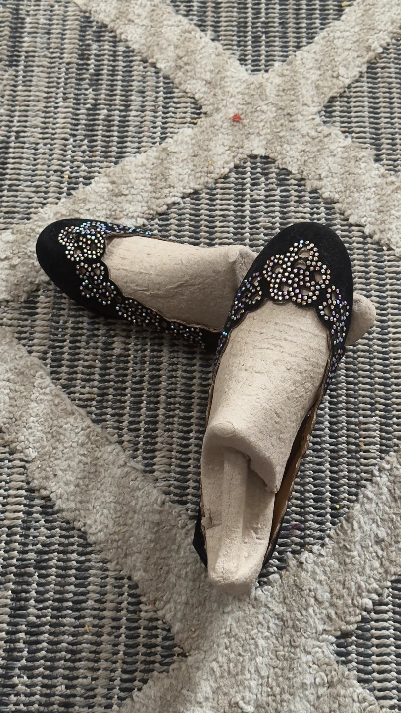 Black Rhinestone Embellished Ballet Flats - photo 2