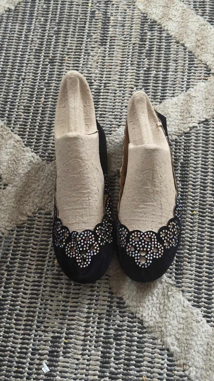 Black Rhinestone Embellished Ballet Flats - photo 3