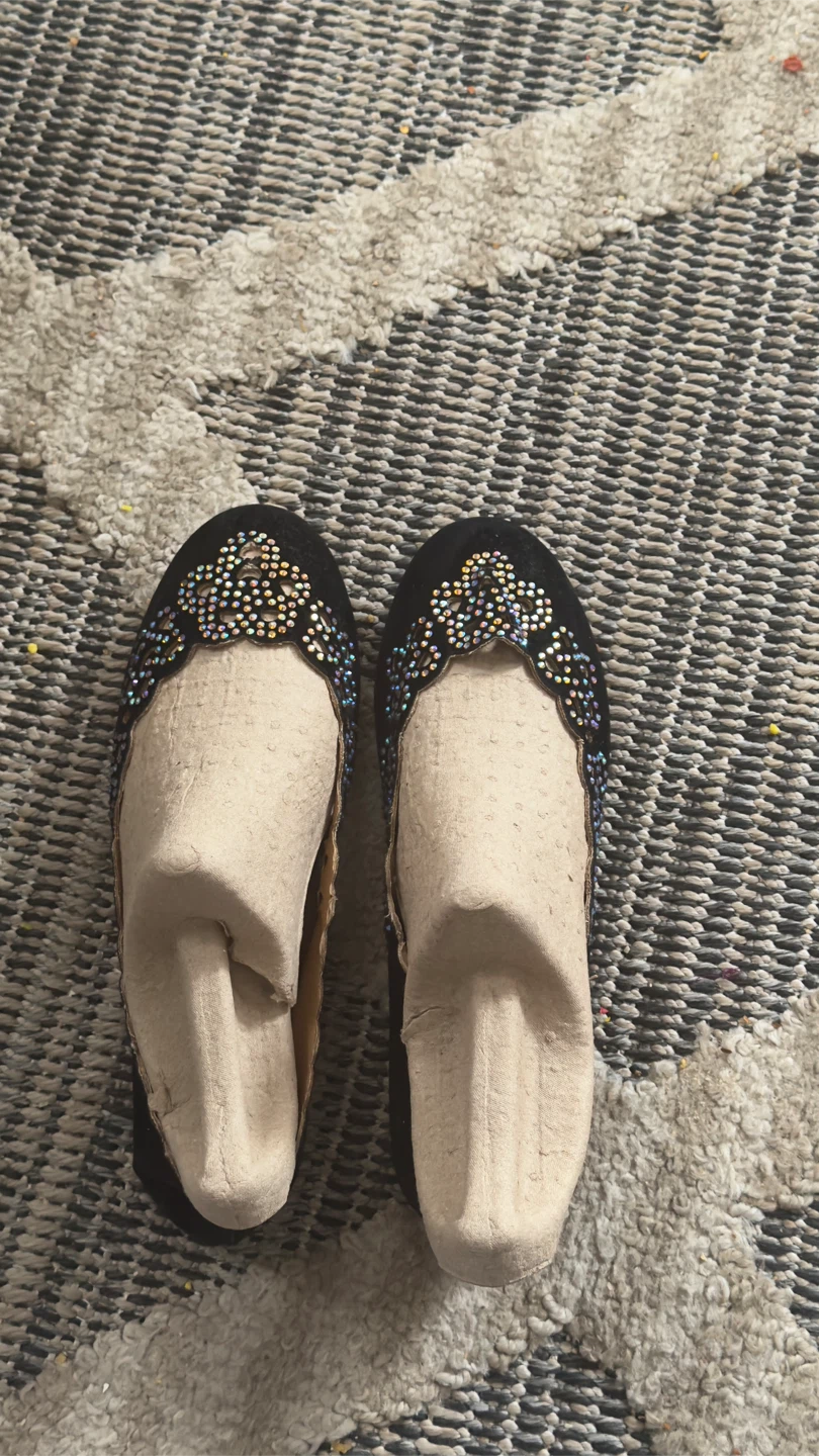 Black Rhinestone Embellished Ballet Flats