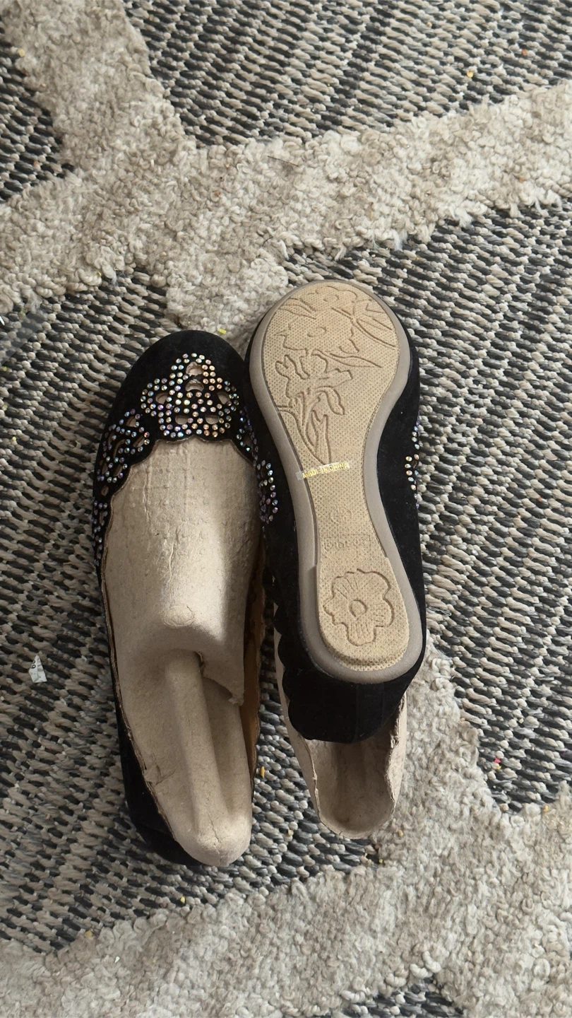 Black Rhinestone Embellished Ballet Flats - photo 4