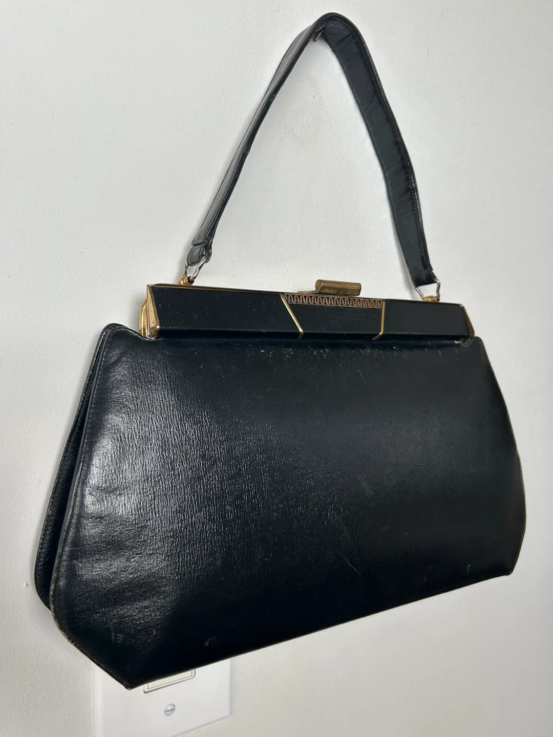 Vintage Black Leather Handbag