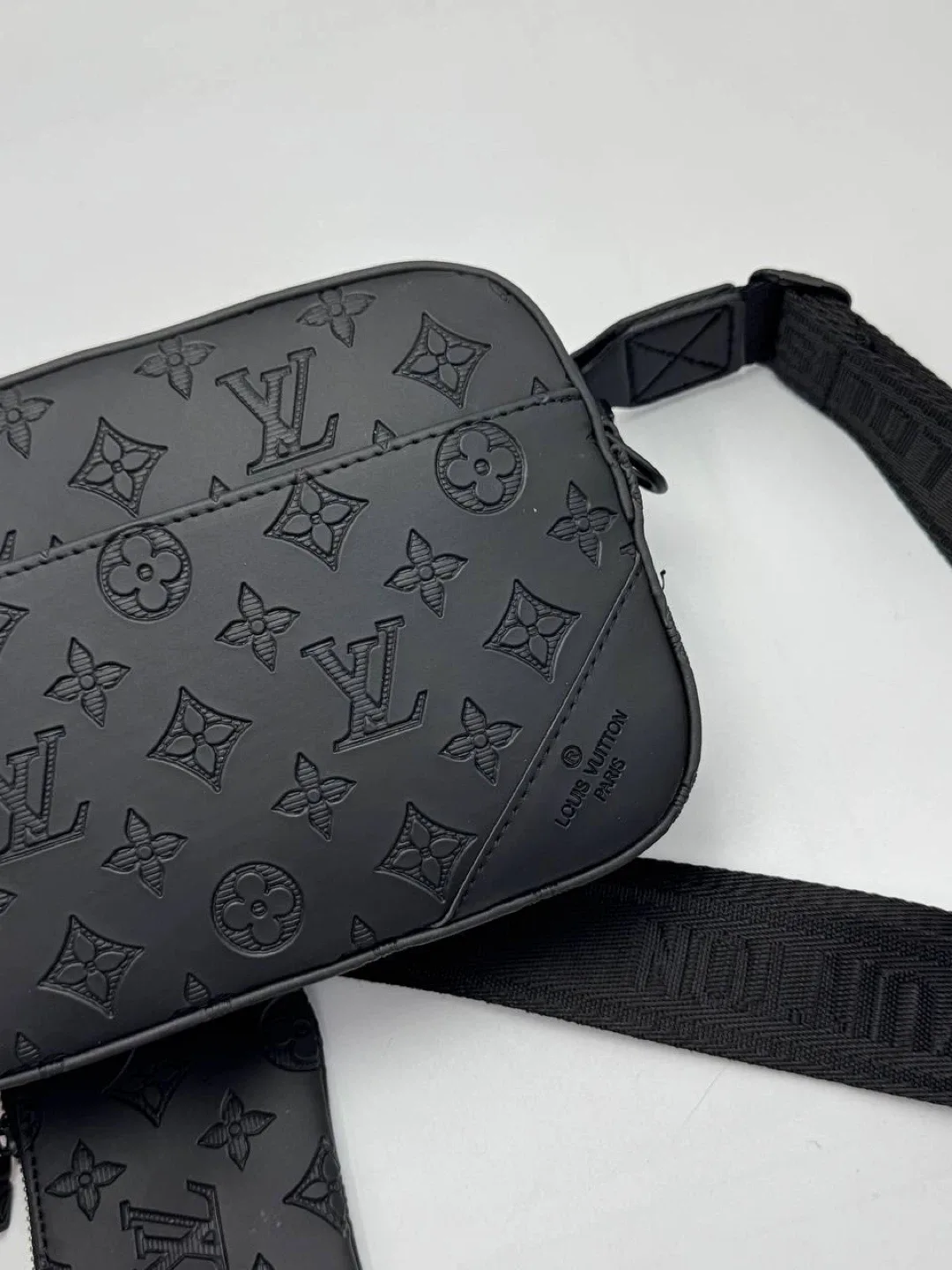 Louis Vuitton Black Embossed Leather Crossbody Bag