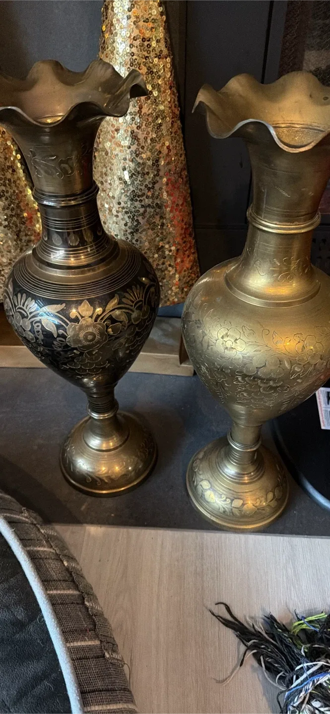Vintage Brass Flower Vases - Set of 2