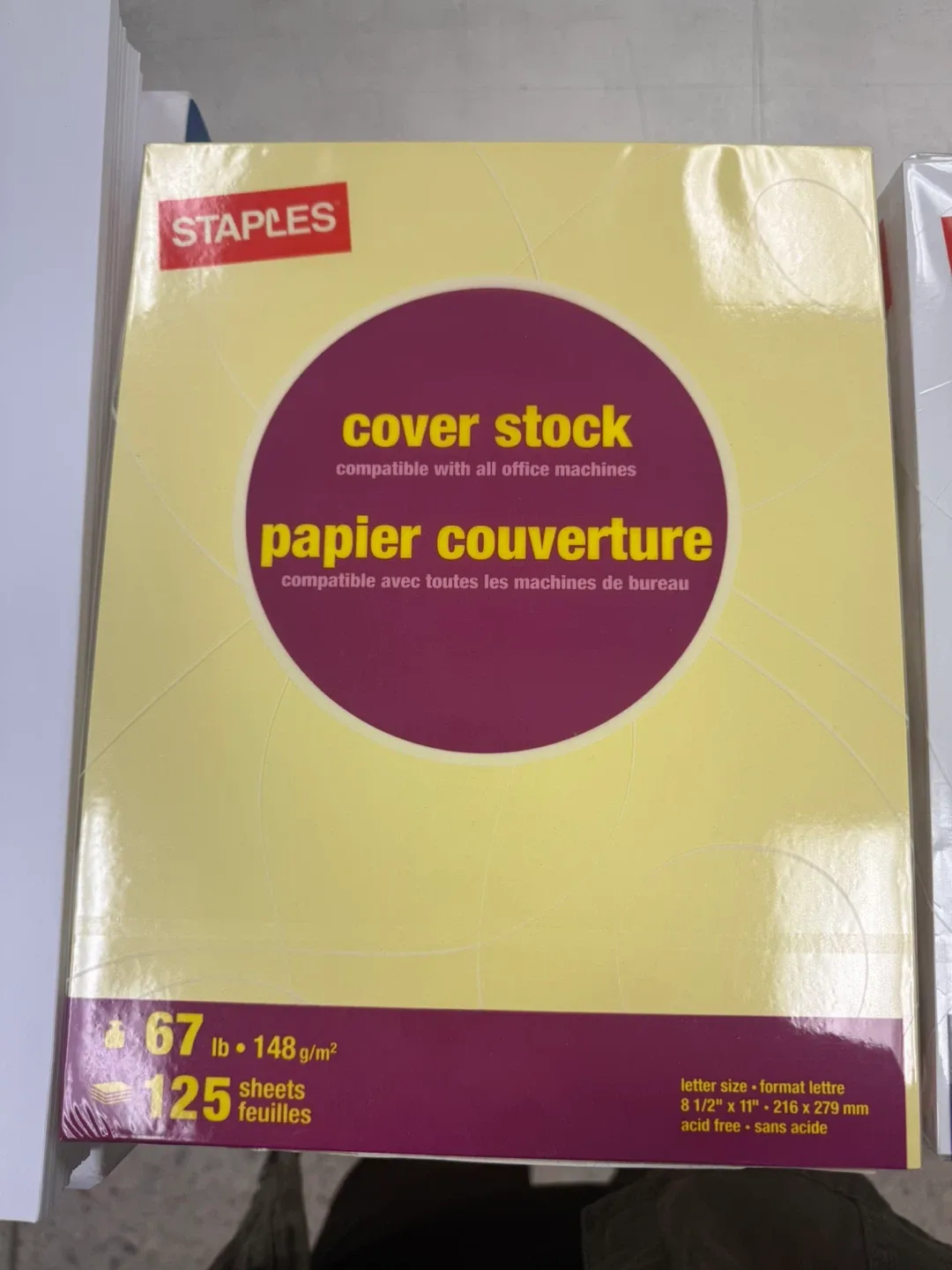 Staples Canary Yellow Cover Stock Paper