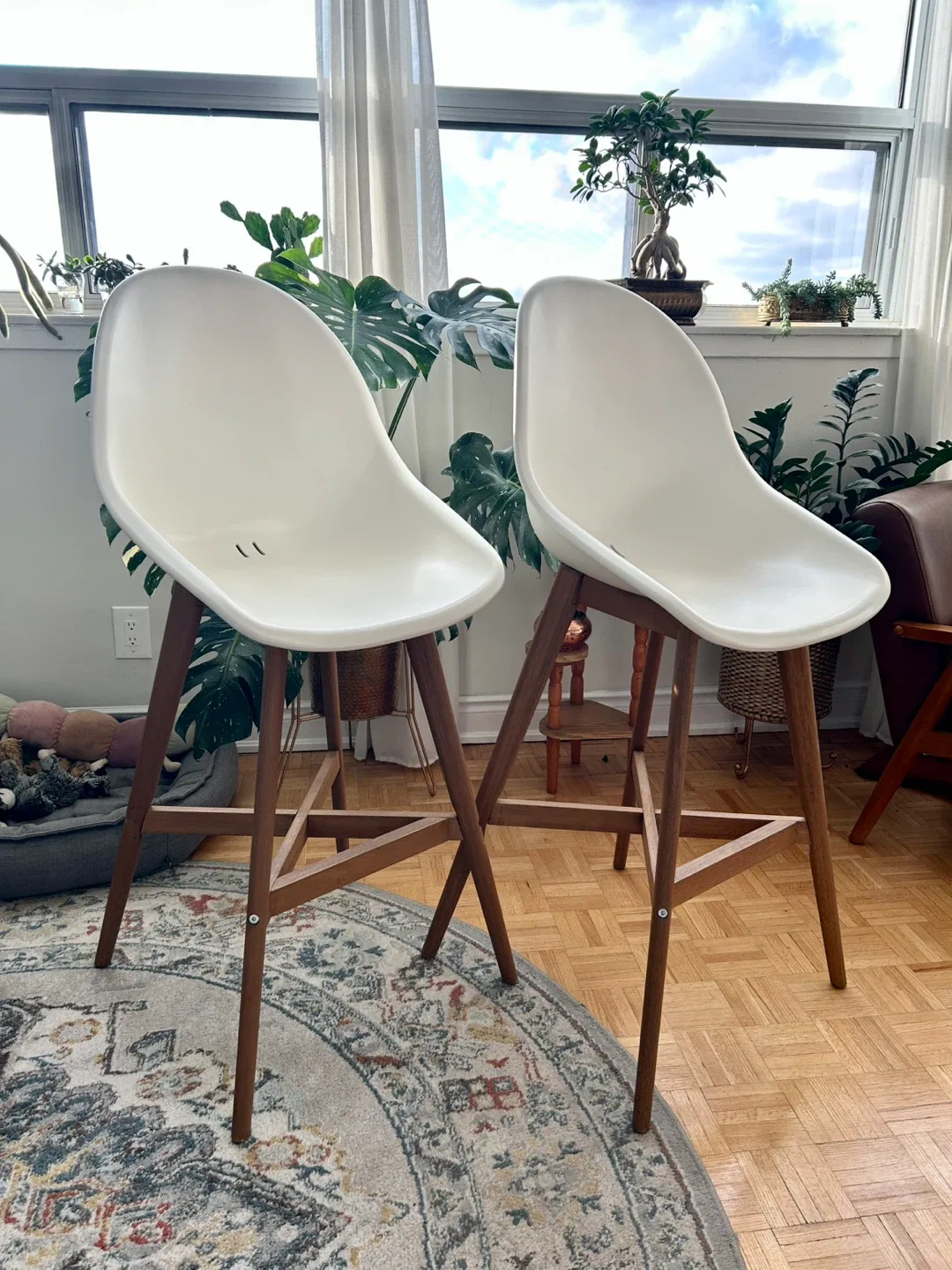 Pair of White Bar Stools