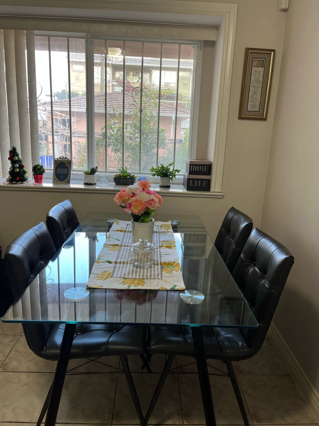 Moving sale - glass table with 4 chairs