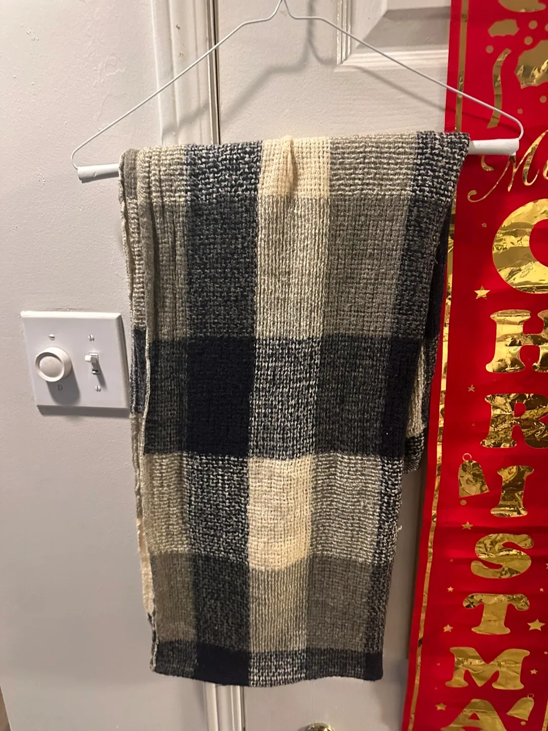 3 Assorted Scarves - Black, Plaid, & Striped image indicator(2)