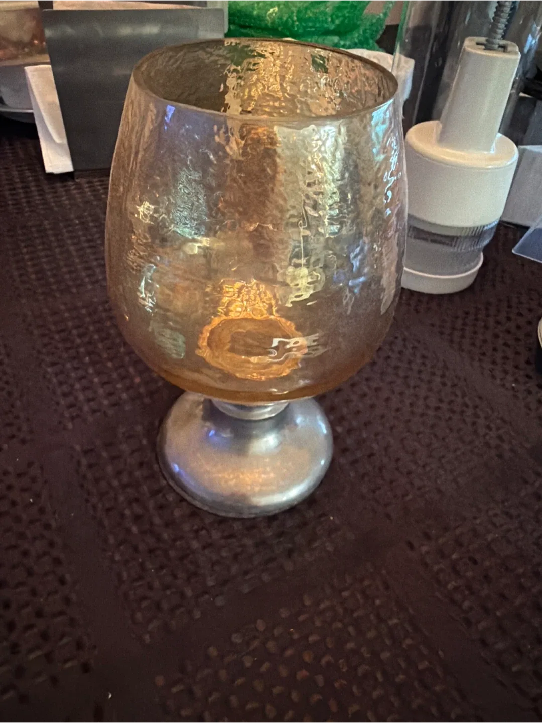 Hammered Glass Candle Holder