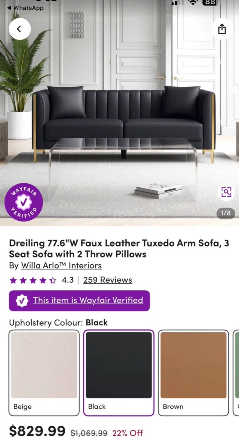 Black Leather black Sofa + 1 tv stand + for free coffe table - photo 5