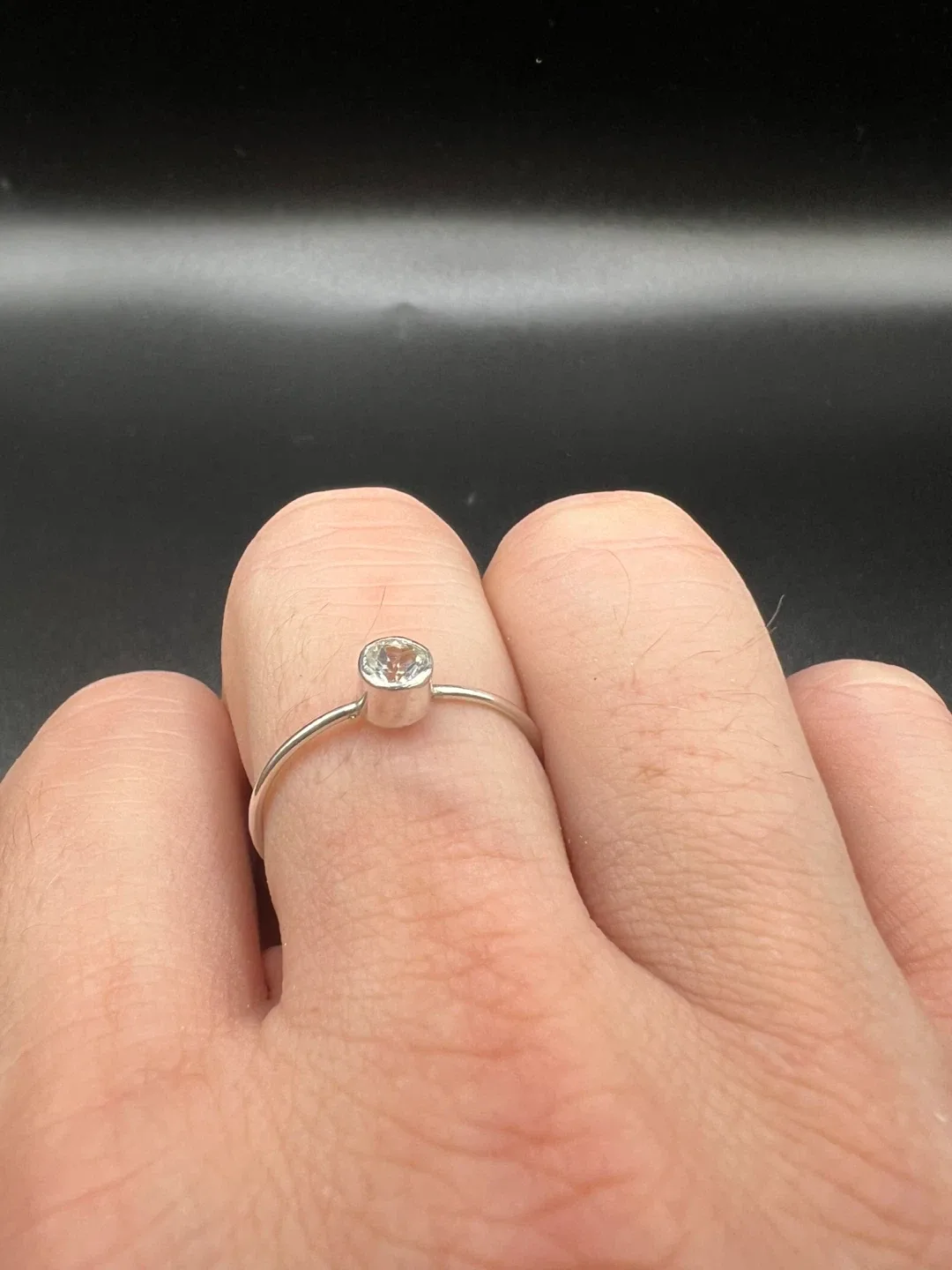 Size 9.5 Silver and White Sapphire Stacker Ring image indicator(3)