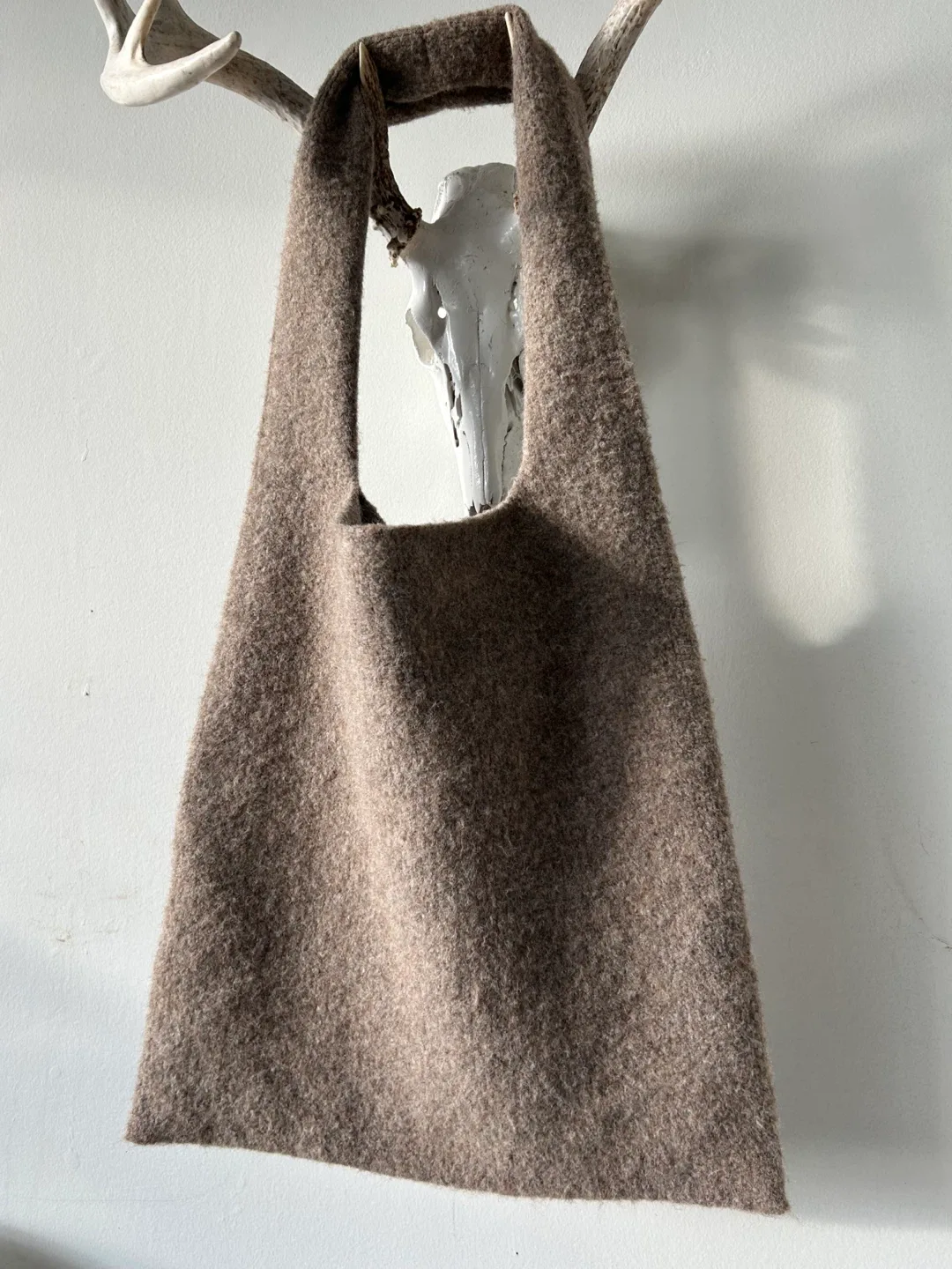 Taupe Wool Knit Tote Bag