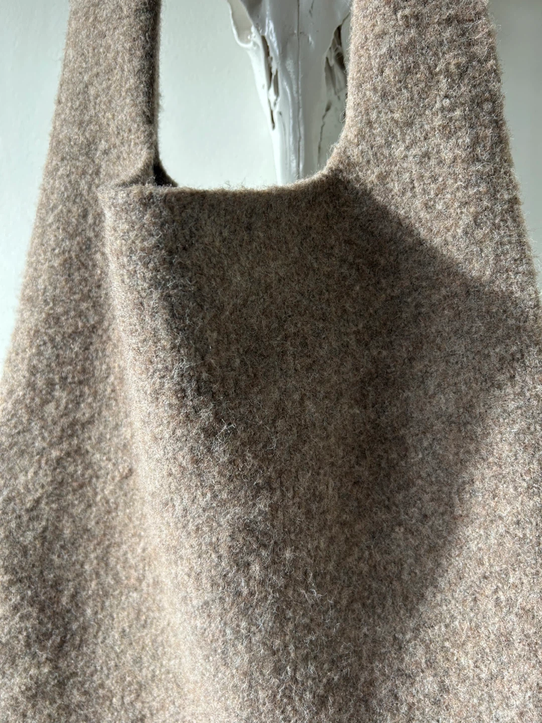 Taupe Wool Knit Tote Bag - photo 2