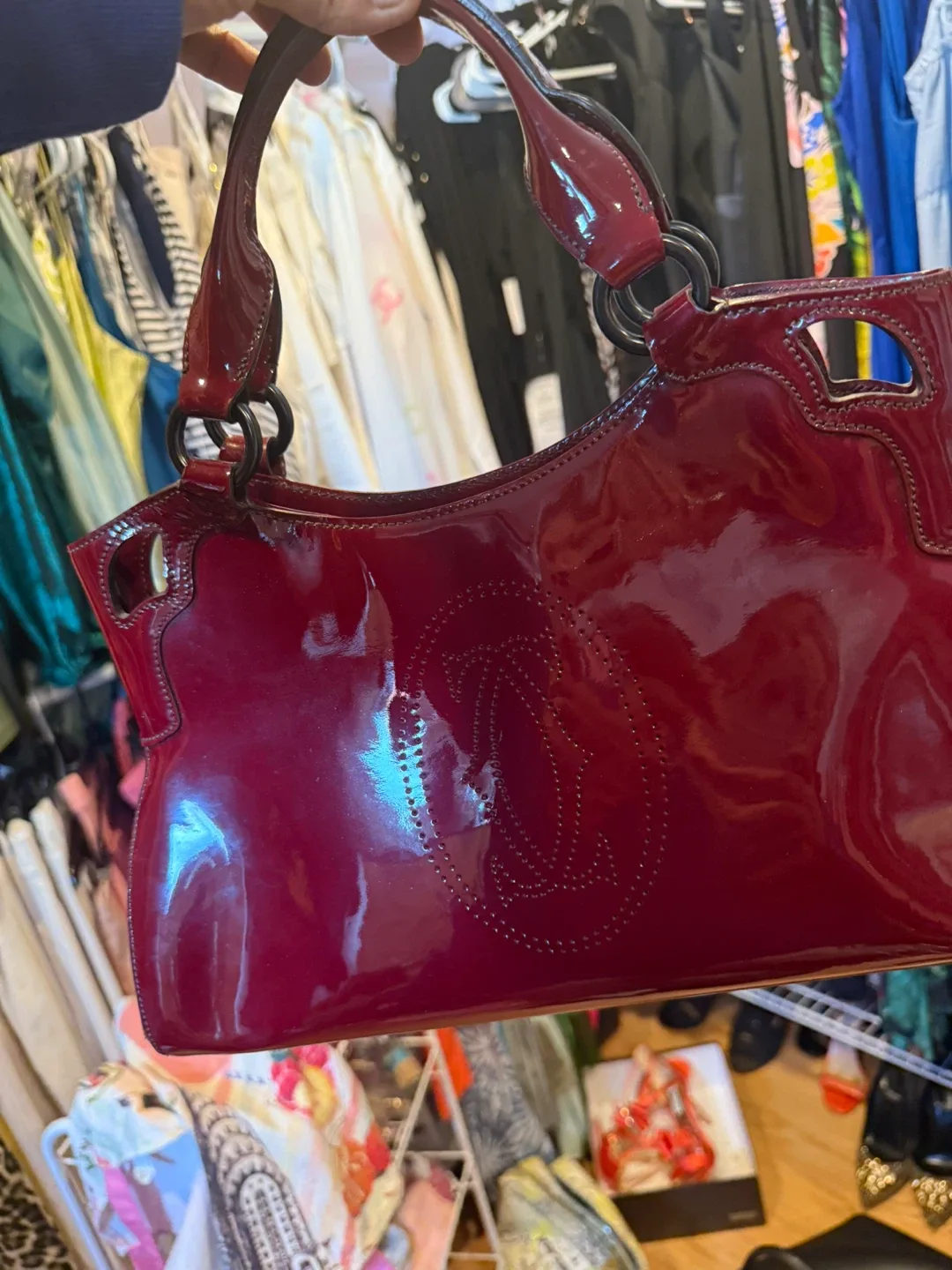 Cartier Burgundy Patent Leather Shoulder Bag image indicator(5)