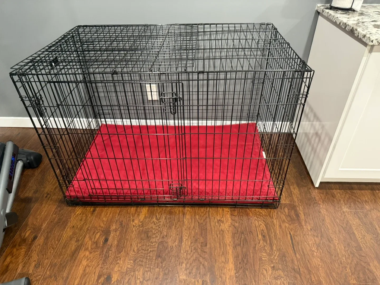 XL Dog Crate with Red Pad
