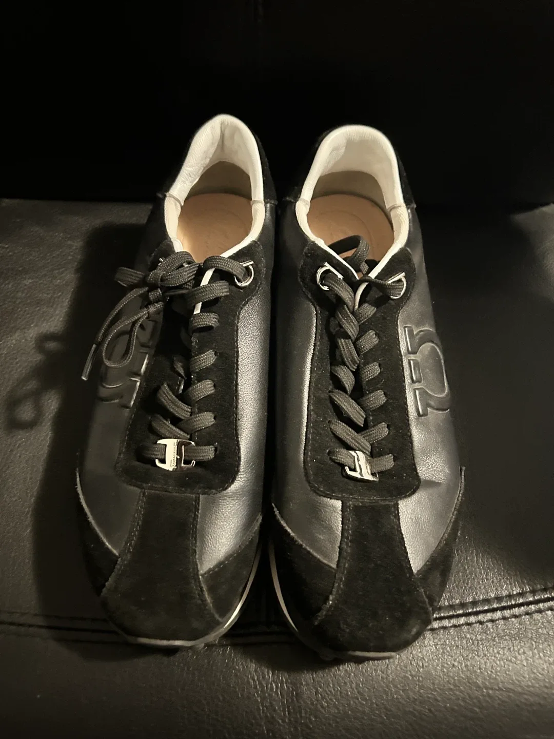 AUTHENTIC Salvatore Ferragamo Black Gancini Sneakers