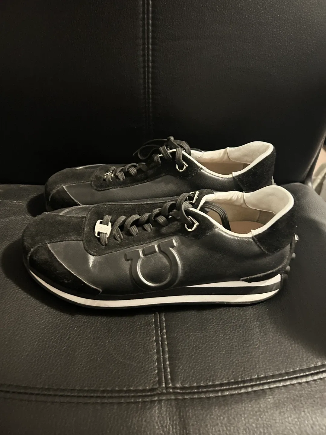 AUTHENTIC Salvatore Ferragamo Black Gancini Sneakers image indicator(2)