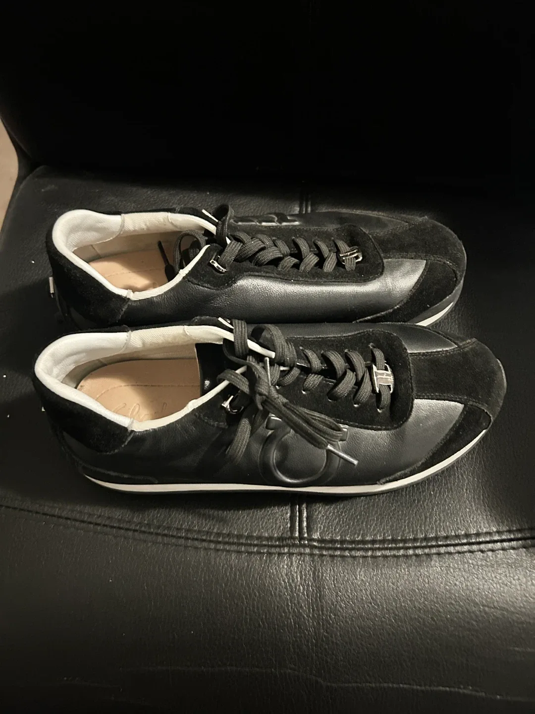 AUTHENTIC Salvatore Ferragamo Black Gancini Sneakers image indicator(3)