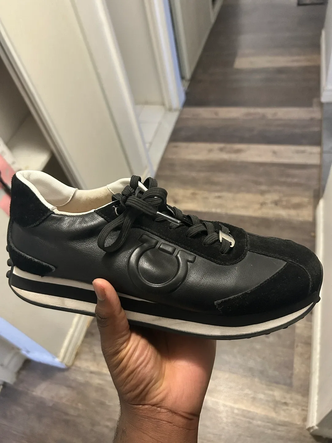 AUTHENTIC Salvatore Ferragamo Black Gancini Sneakers image indicator(4)