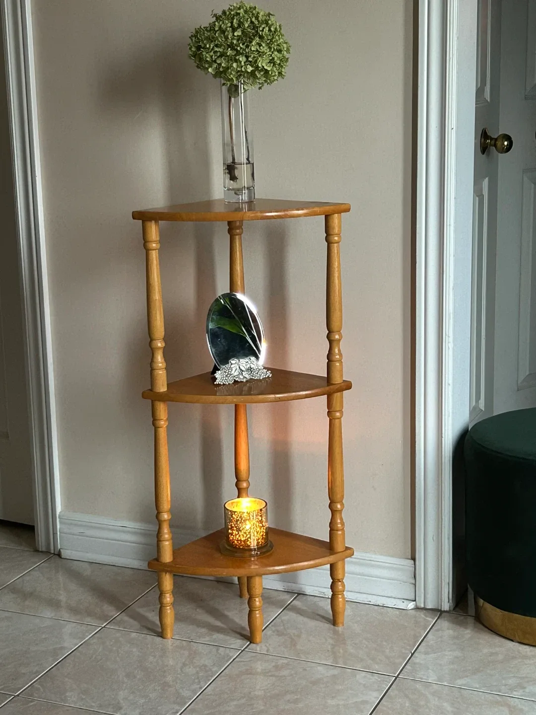 Wooden Corner Shelf - 3 Tier